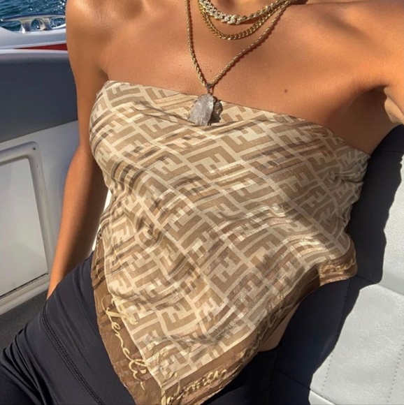 Fendi Accessories - COPY - Fendi Vintage Zucca Monogram Cotton Silk Bandana